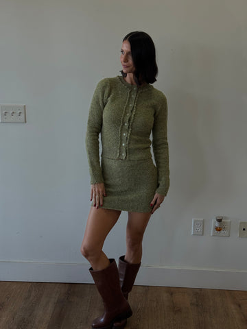 Pistacchio Boucle Sweater Skit Set