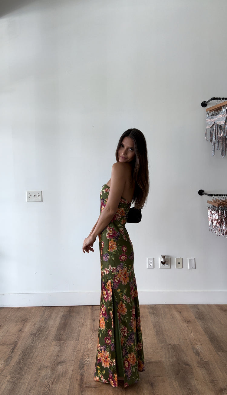 Gardens in my Mind Strapless Maxi