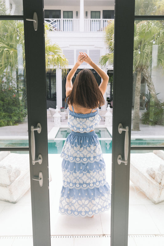 Macy Embroidered Maxi Skirt Set