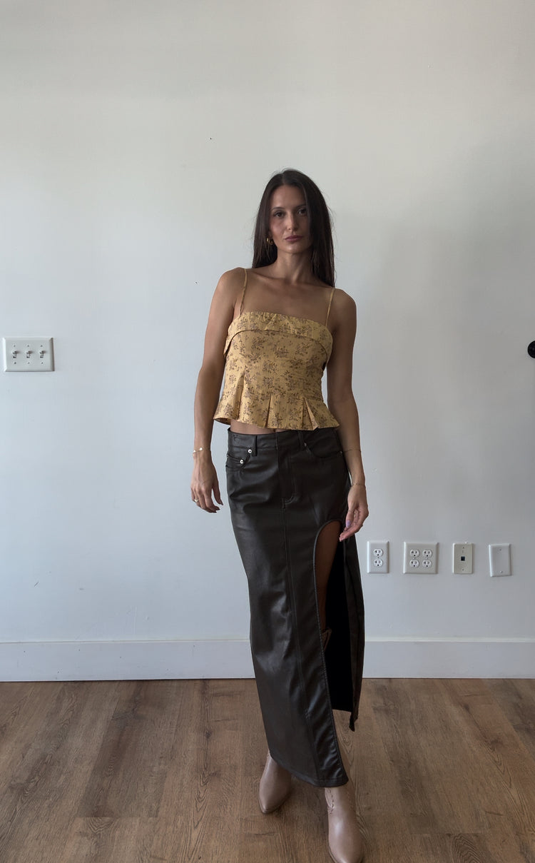 After Dark Vegan Leather Midi Skirt