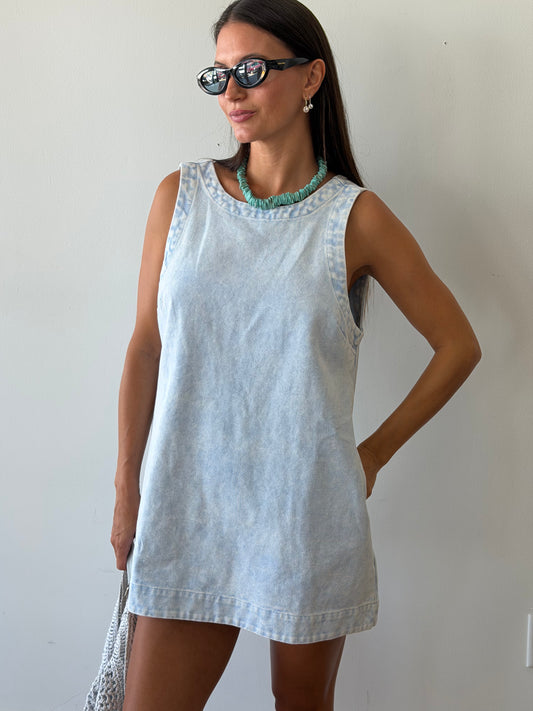 Sophie Open Back Denim Shift