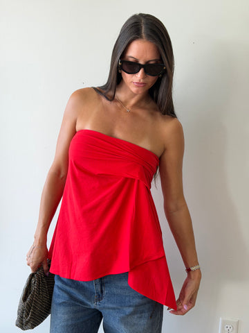 Cherry on Top Pleated Strapless Top