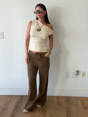 Helen Tie Brown Denim