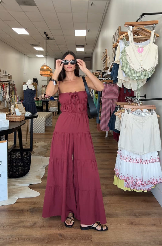 Crimson Wide Leg Jumpsuit
