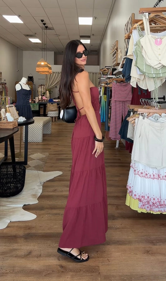 Crimson Wide Leg Jumpsuit