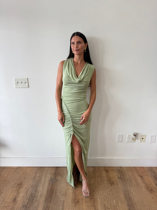 Pistachio Scrunch Maxi Dress