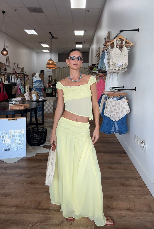 Lemon Twist Sheer Maxi Skirt