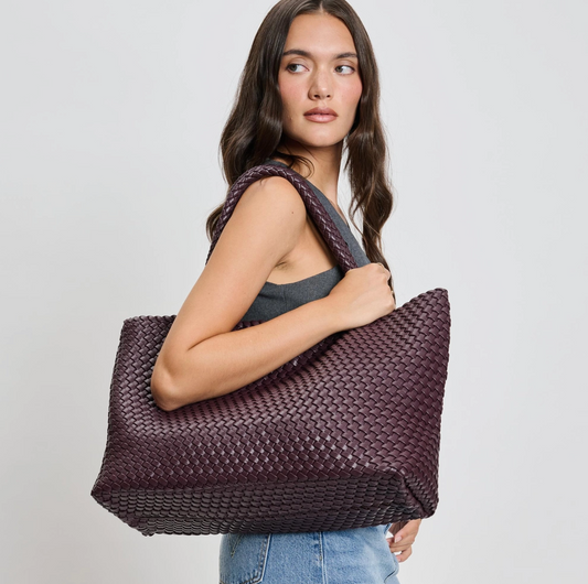 Solana Woven Vegan Leather Tote