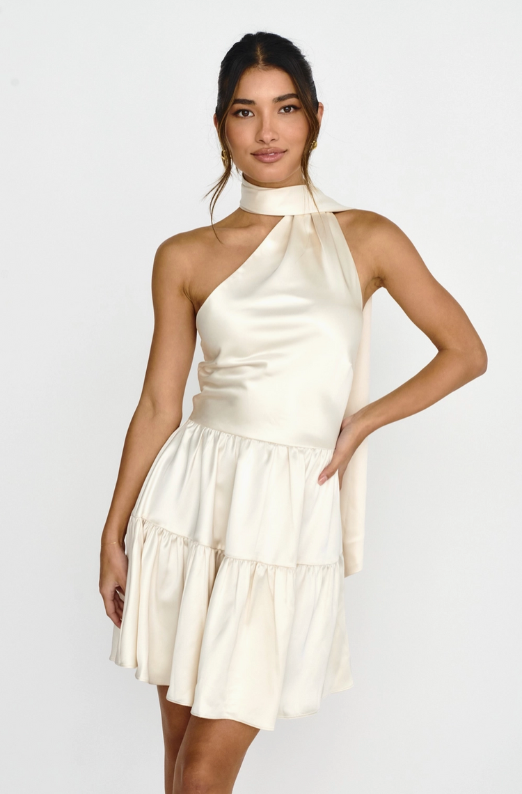 Oyster Satin Mini Dress