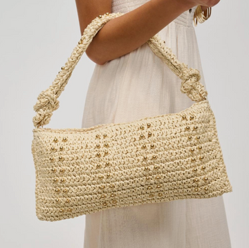 Clarissa Beaded Straw Shoulder Bag