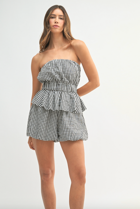 Set You Free Gingham Short Set
