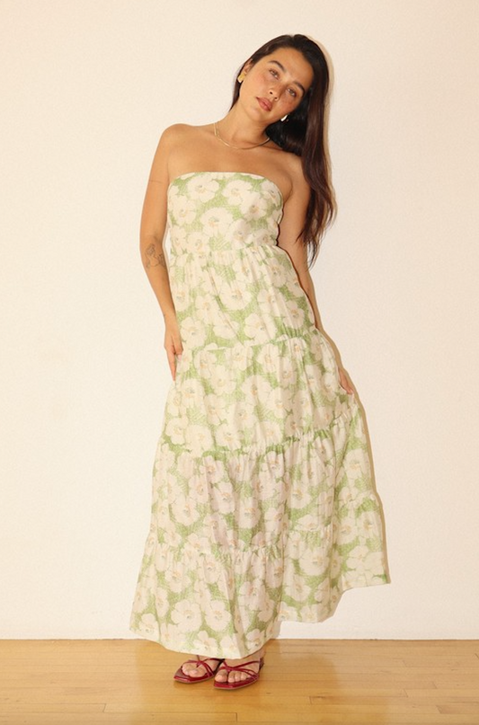 Honeydew Bloom Strapless Maxi