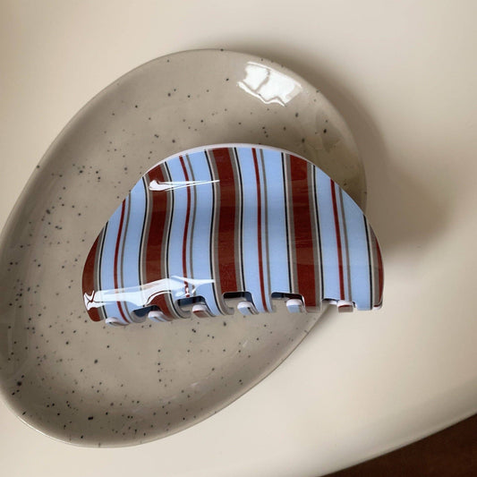 Vintage Color Block Striped Claw Clip