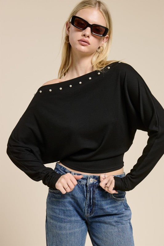 Til Death Studded Off Shoulder Long Sleeve