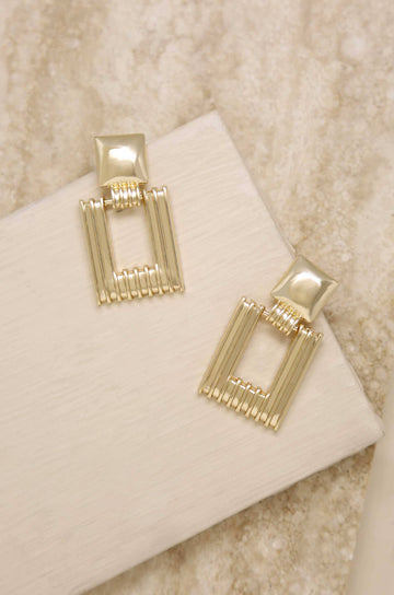 Moving Up Square Plated Earrings by Ettika