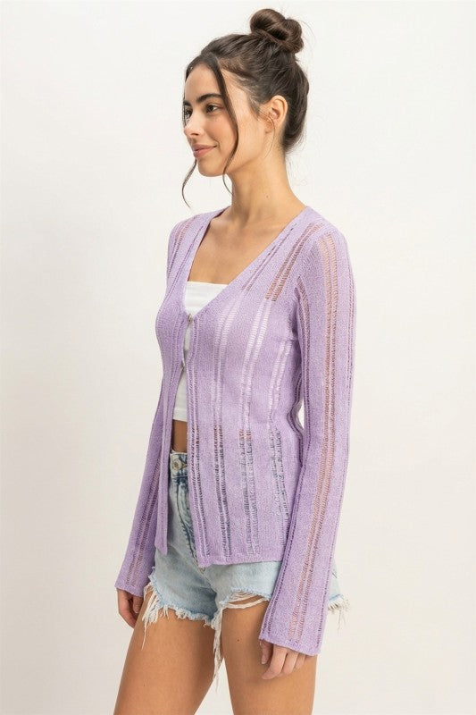 Lavender Fields Open Front Cardigan