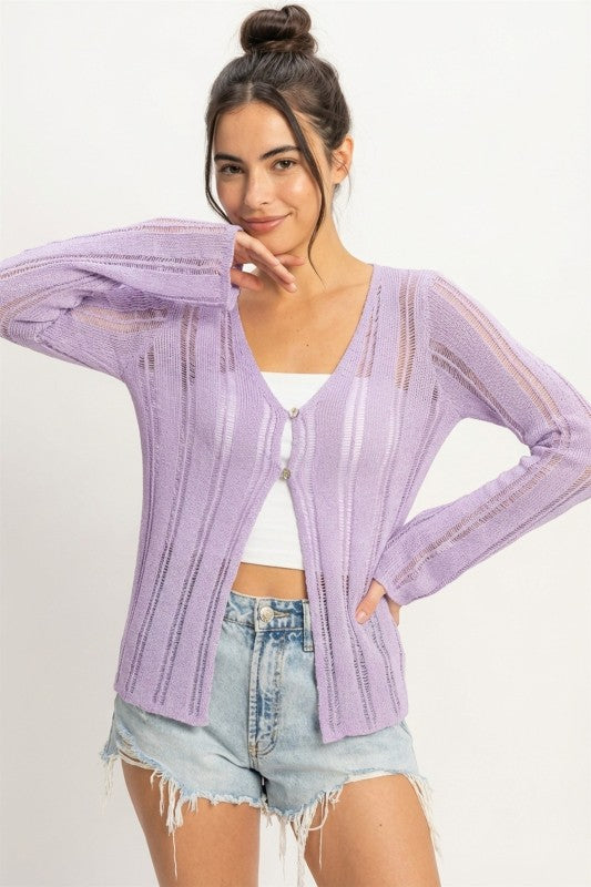 Lavender Fields Open Front Cardigan