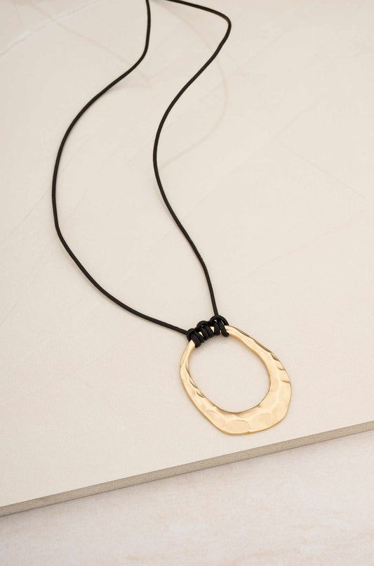 Hammered Golden Loop Pendant Necklace by Ettika