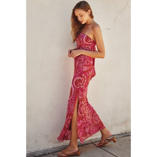 Stars Align Strapless Tie Back Maxi Dress